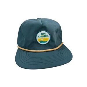 Sun Cruiser Rope Hat Teal Green Nylon Snapback Patch Hat Mens Adjustable Cap